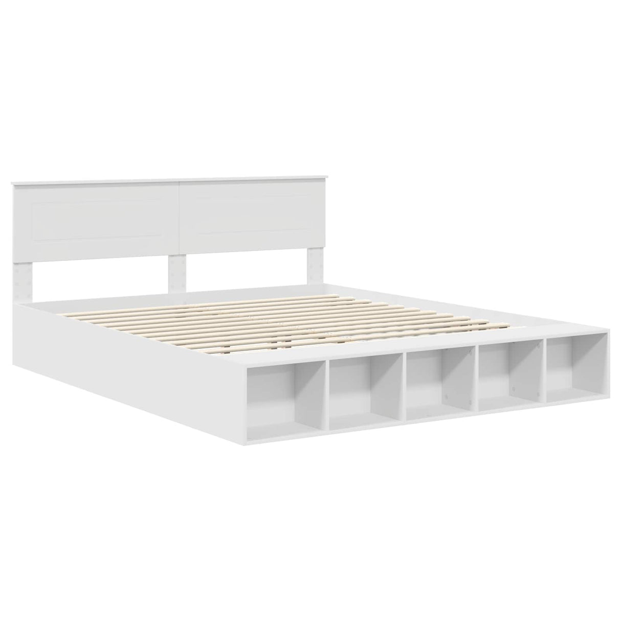 Bed Frame with Shelf Manual White 180 x 200 cm Engineered Wood
