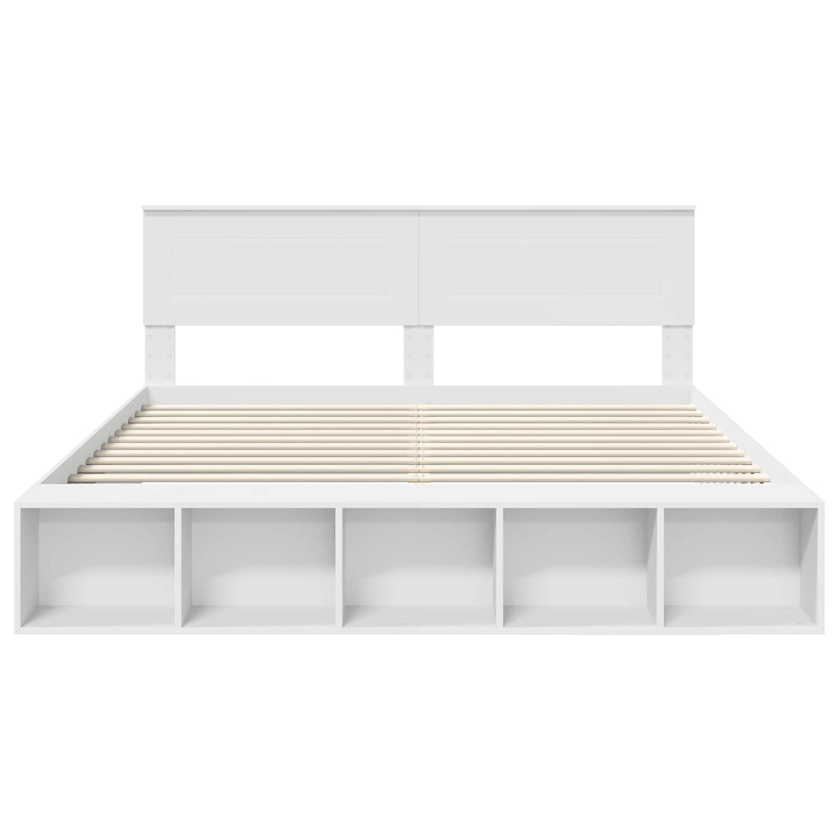 Bed Frame with Shelf Manual White 180 x 200 cm Engineered Wood