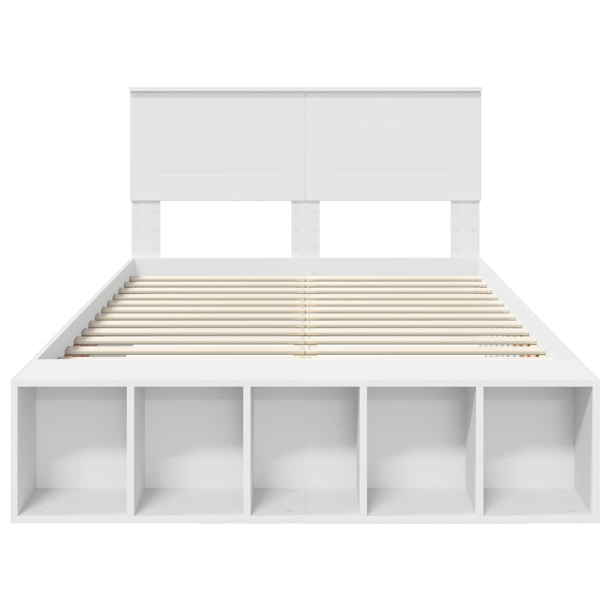 Bed Frame with Shelf Manual White 135 x 190 cm Engineered Wood