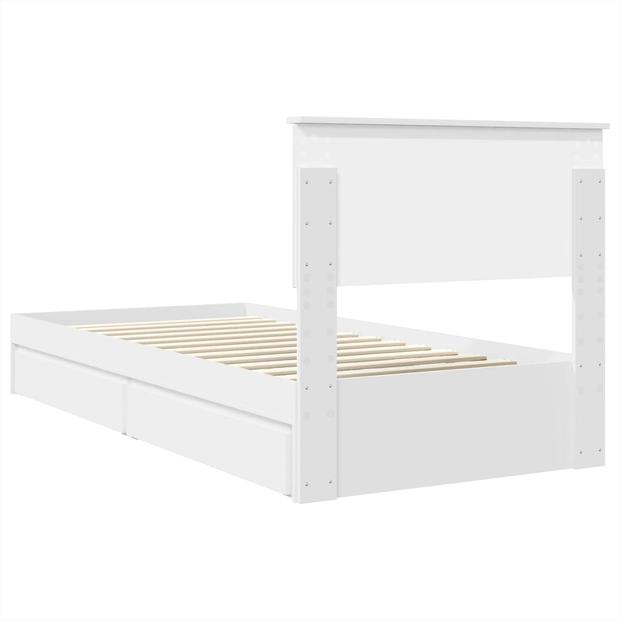 Storage Bed with Headboard White 90 x 190 cm Engineered Wood