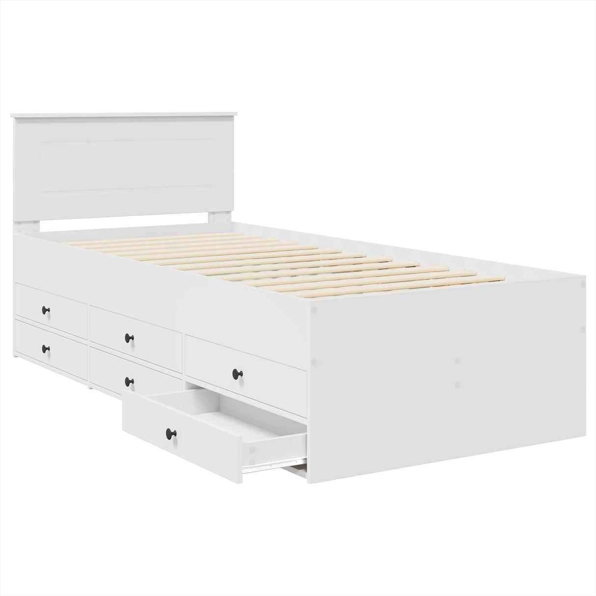 Daybed with Drawer White and Black 90 x 190 cm Engineered Wood