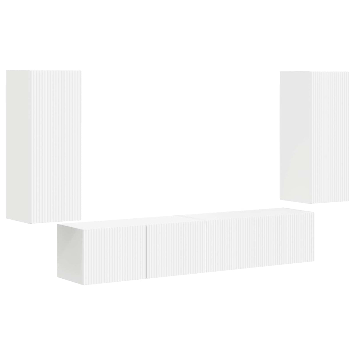 TV Wall Cabinet Set 4 pcs White Engineered Wood