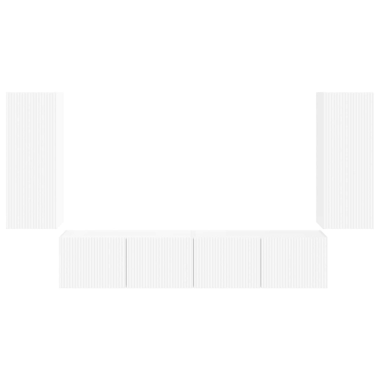 TV Wall Cabinet Set Wall-mounted 4 pcs White Engineered Wood