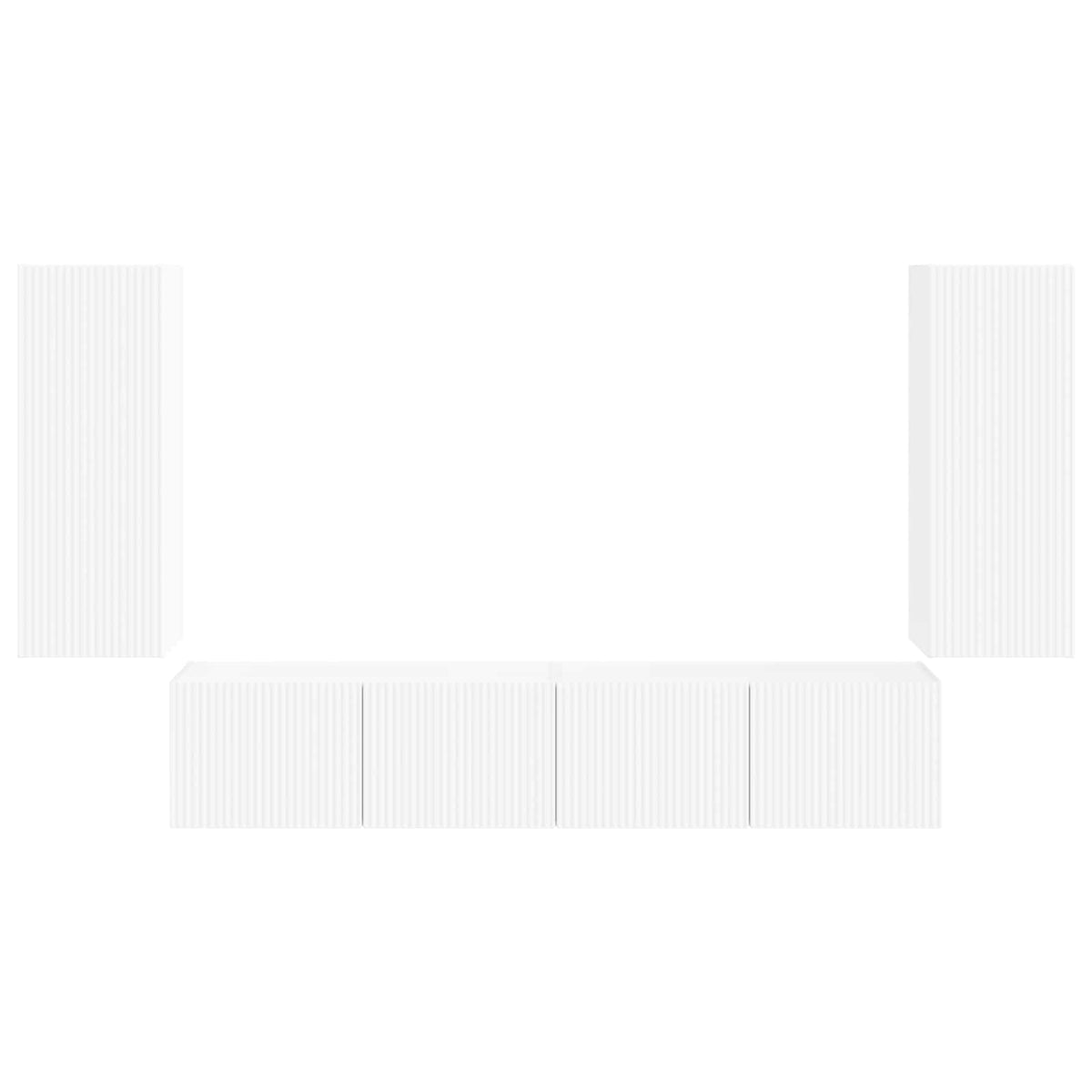 TV Wall Cabinet Set 4 pcs White Engineered Wood