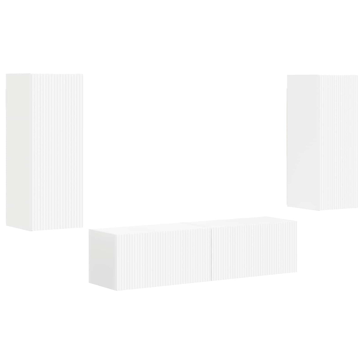 TV Cabinet Set 2 pcs White Engineered Wood