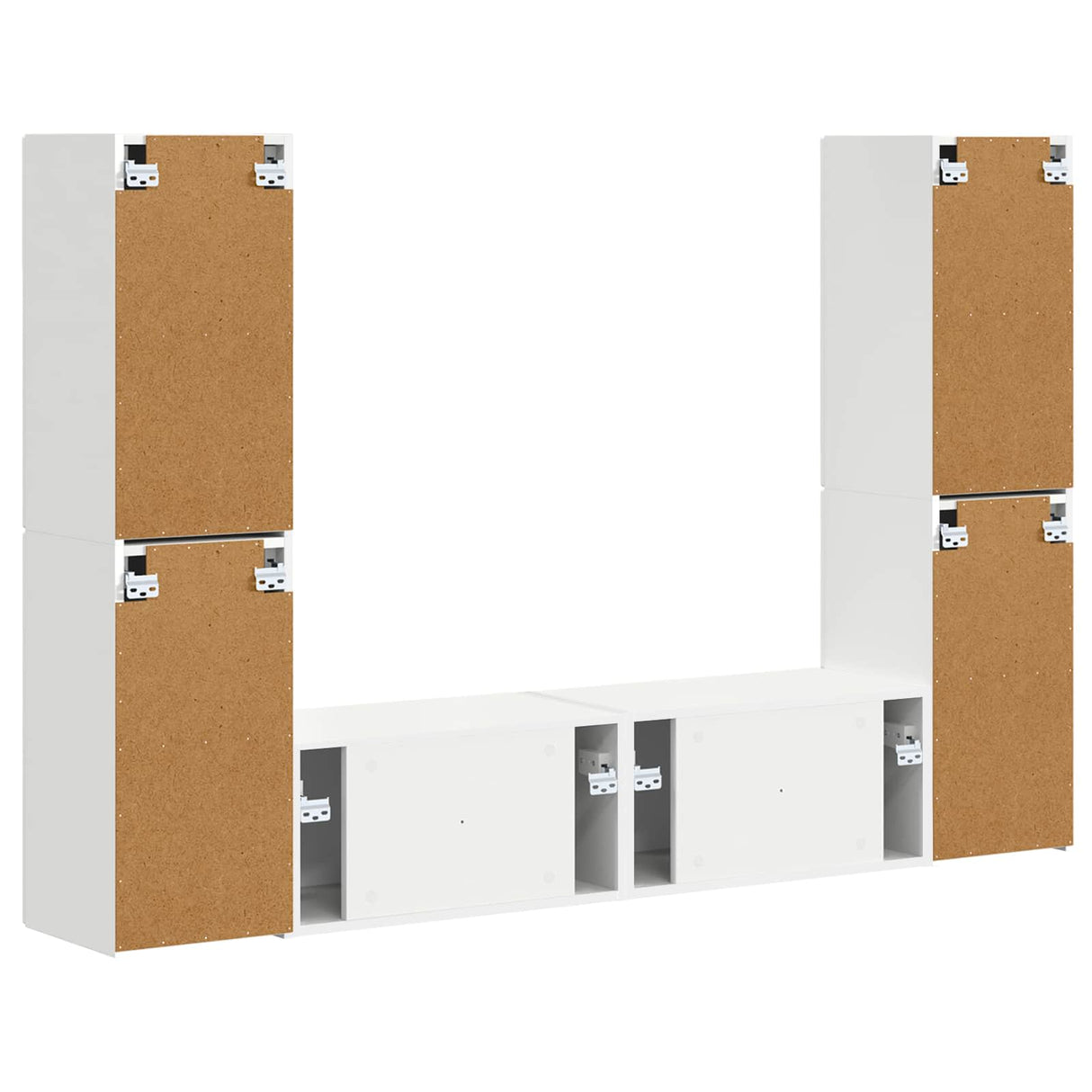 TV Cabinet Set 6 pcs White Engineered Wood