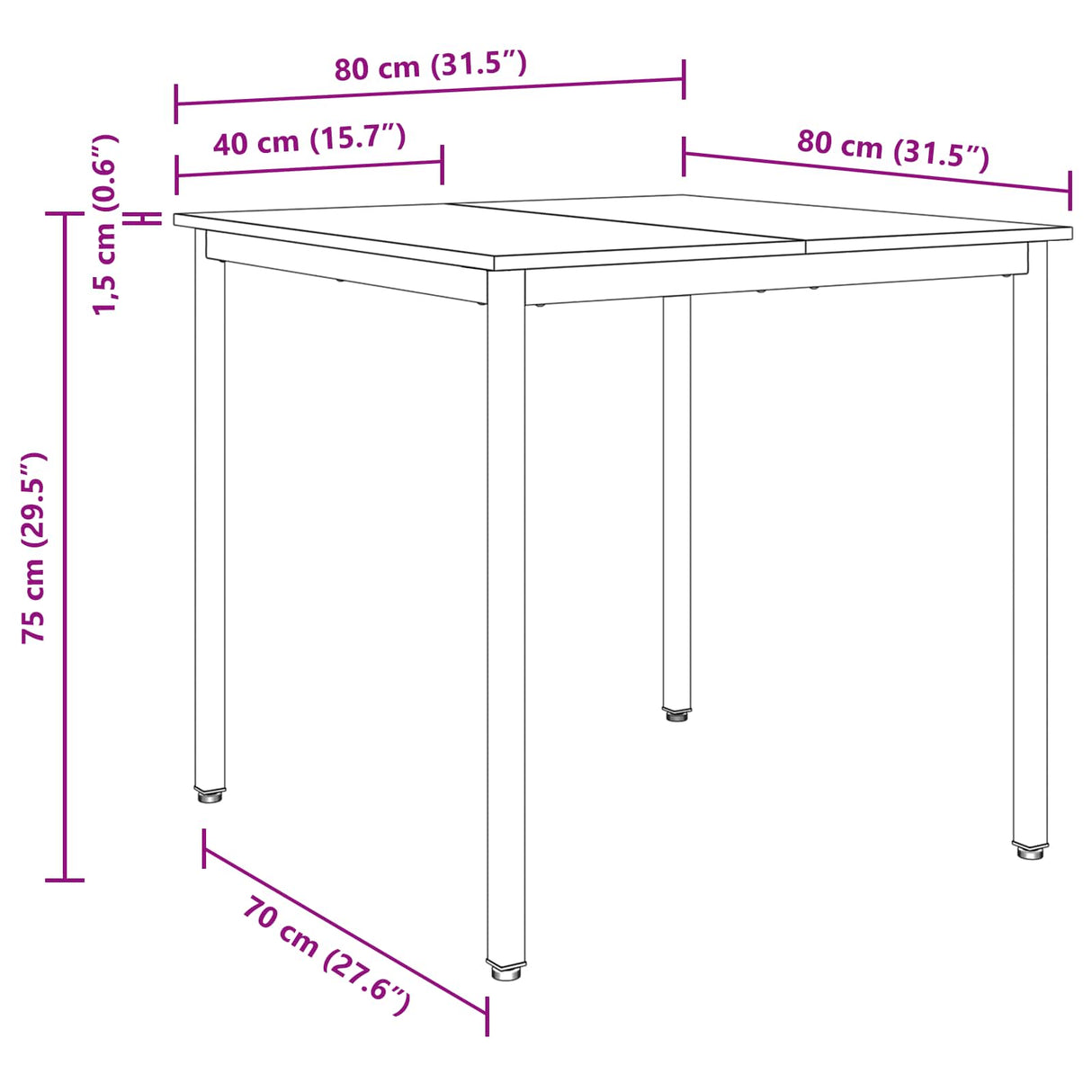 Dining Tables 80 x 80 x 75 cm Engineered Wood Black Oak Square