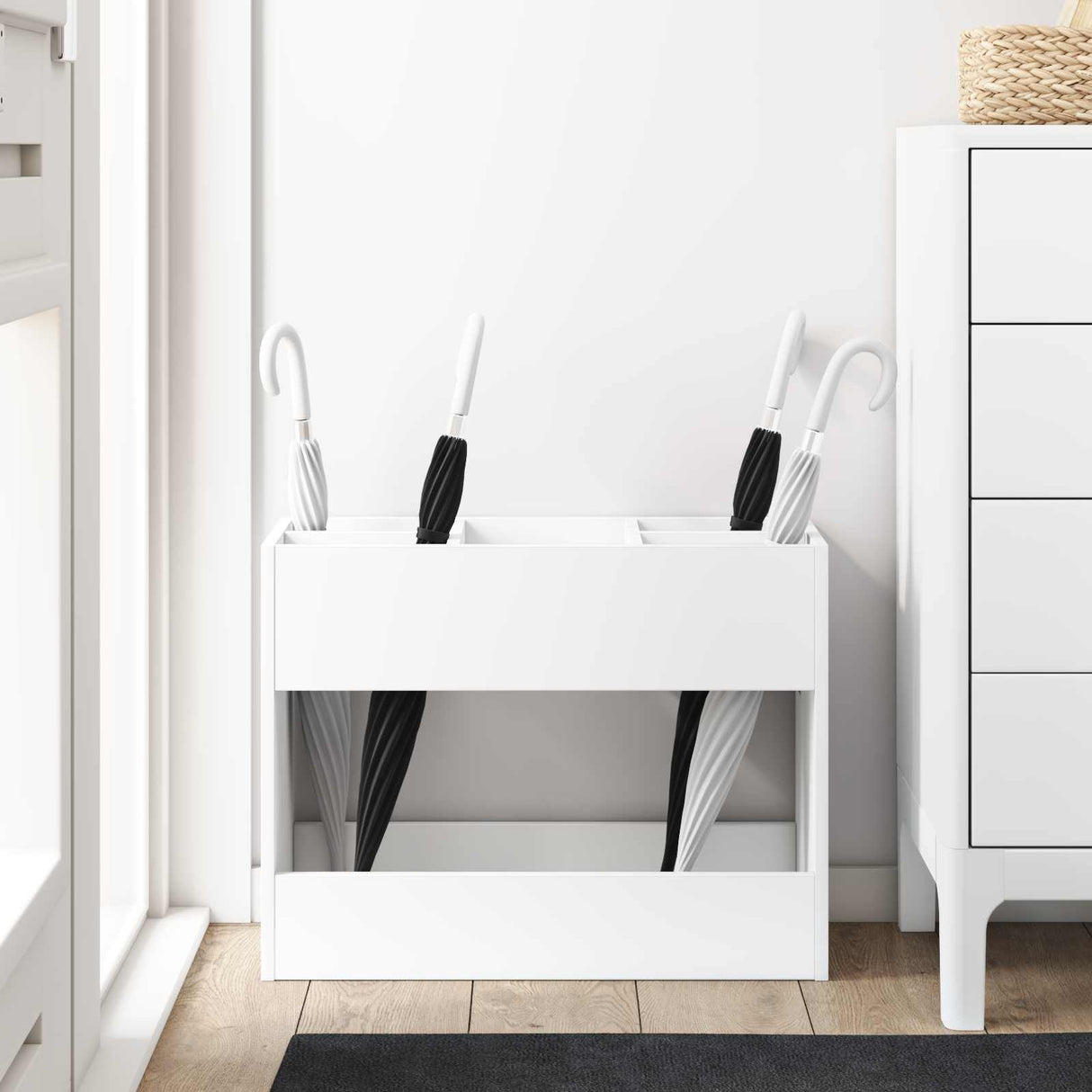Umbrella Stand White 65 x 24 x 50 cm Engineered Wood