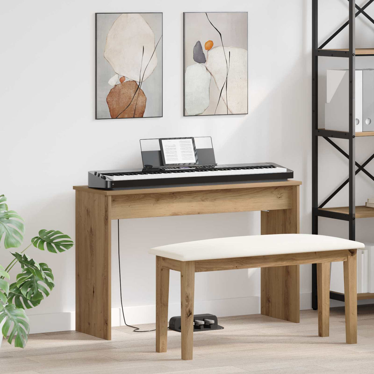 Keyboard Stand Artisan Oak 100 x 32 x 64 cm Engineered Wood