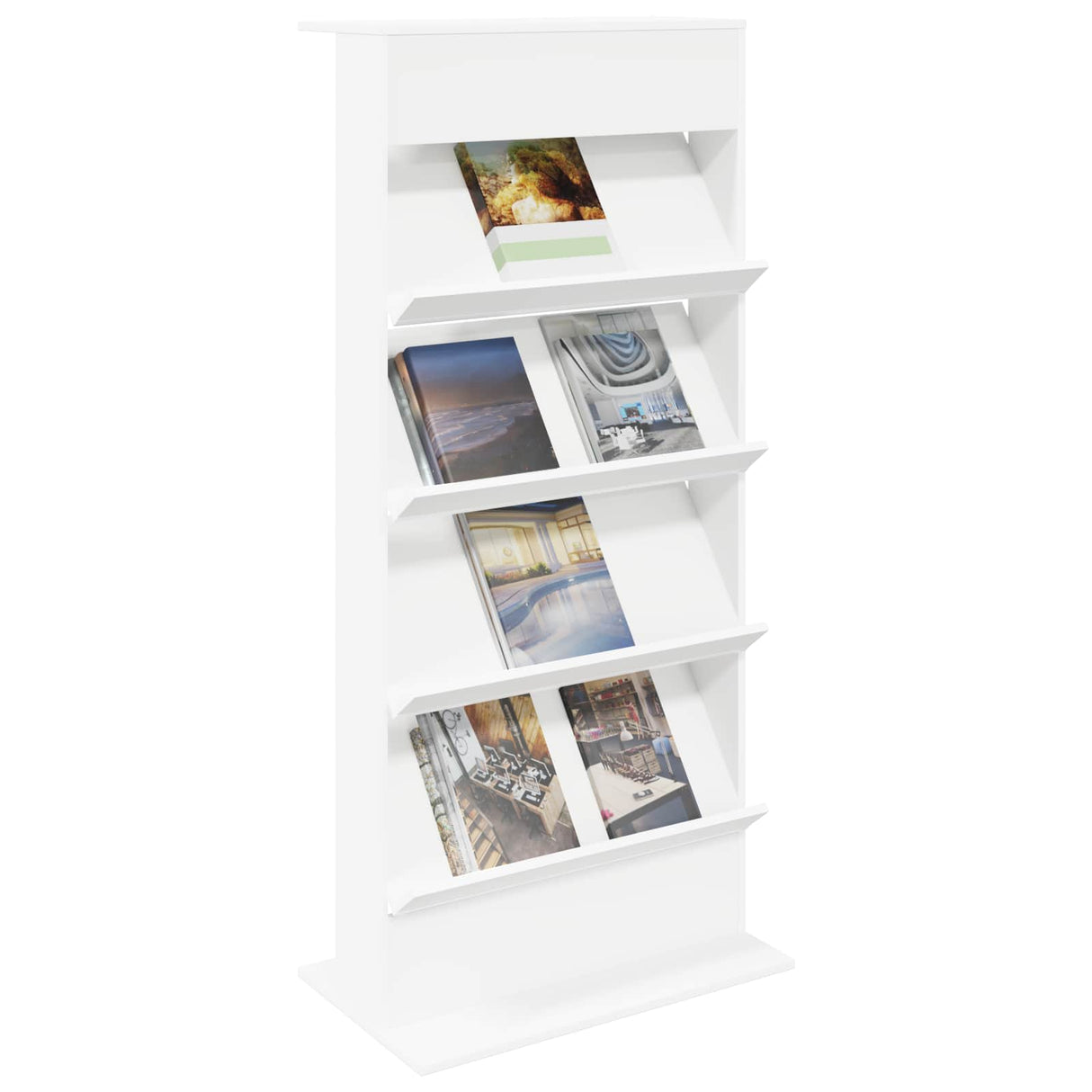 Magazine Rack White 70 x 41 x 156 cm Engineered Wood