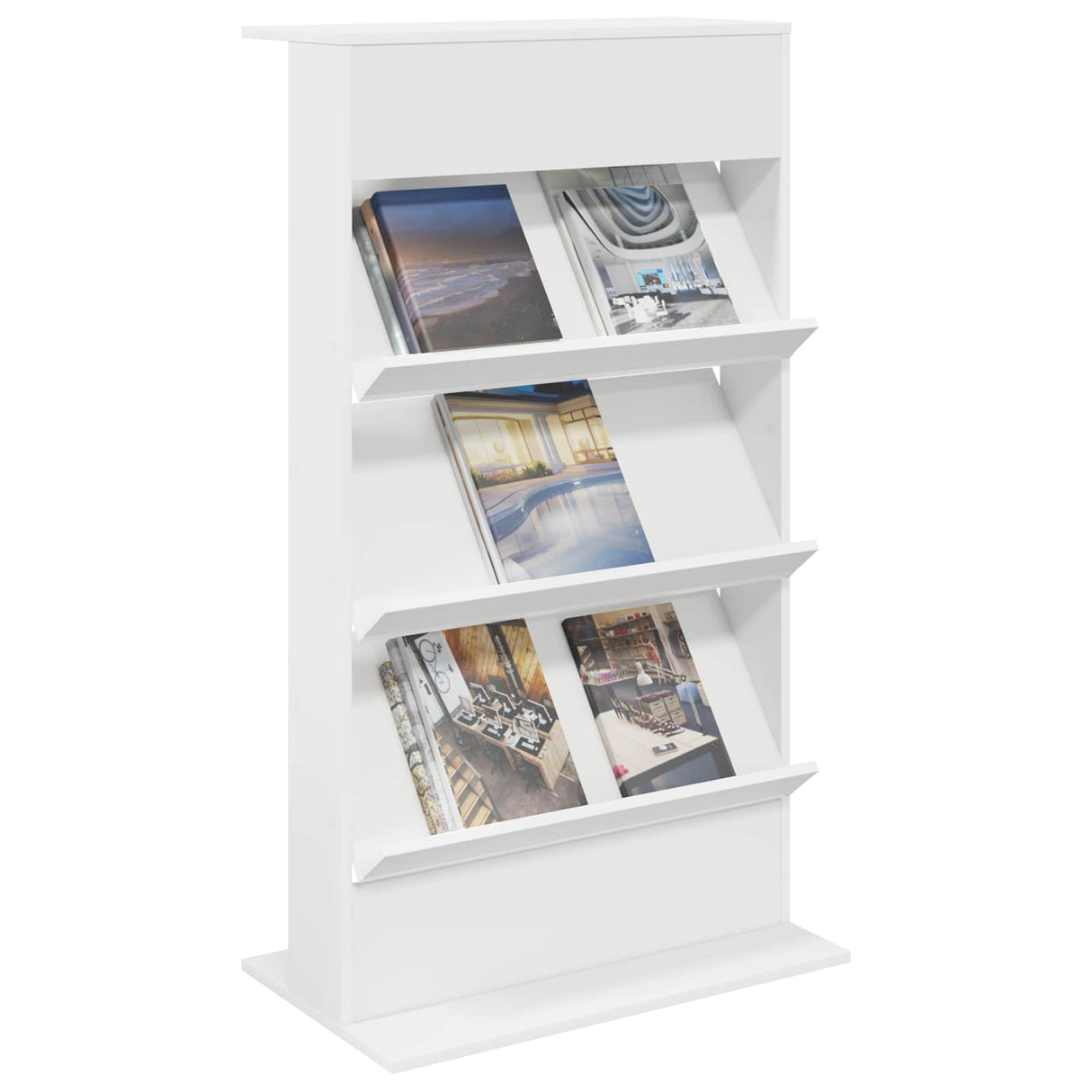 Magazine Rack White 70 x 41 x 126 cm Engineered Wood