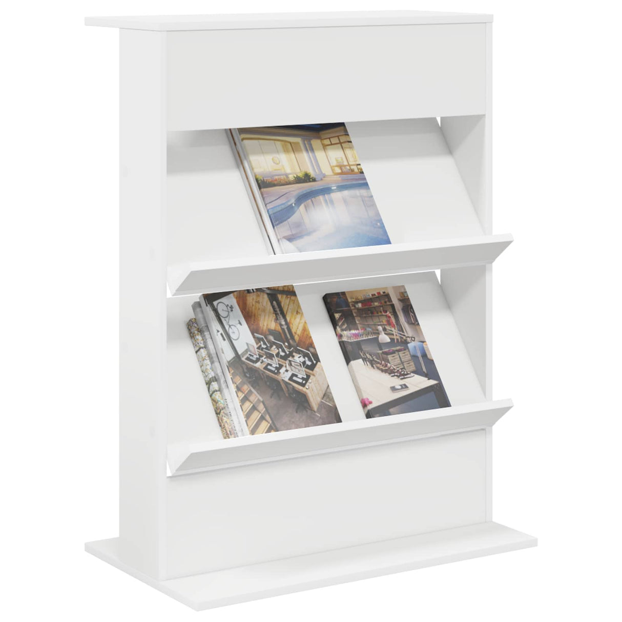 Magazine Rack White 70 x 41 x 96 cm Engineered Wood