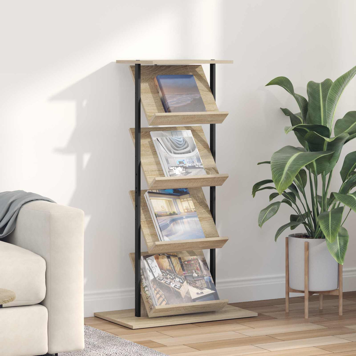 Magazine Rack Sonoma Oak 68 x 40 x 123.5 cm Engineered Wood