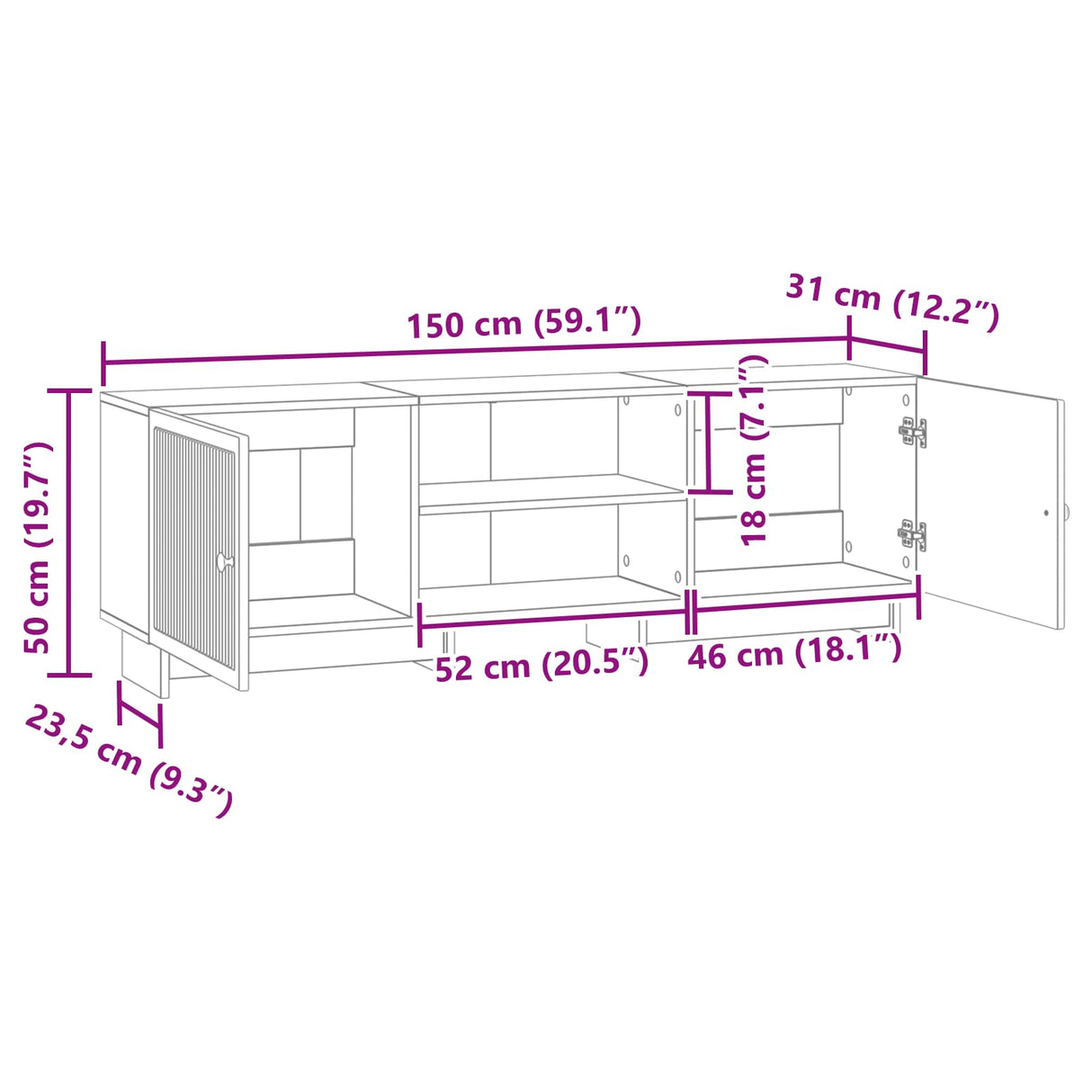TV Cabinet White 150 x 31 x 50 cm Engineered Wood