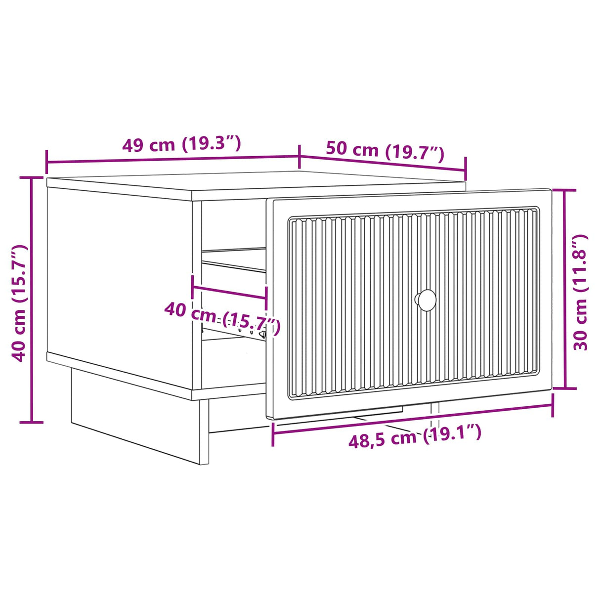Coffee Table with Drawer White 49 x 50 x 40 cm Engineered Wood