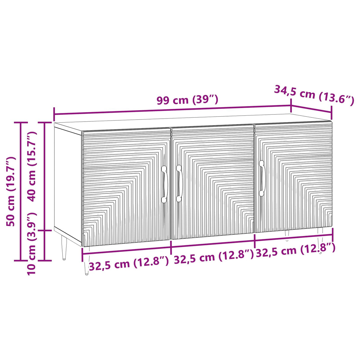 TV Cabinet White 99 x 34.5 x 50 cm Engineered Wood
