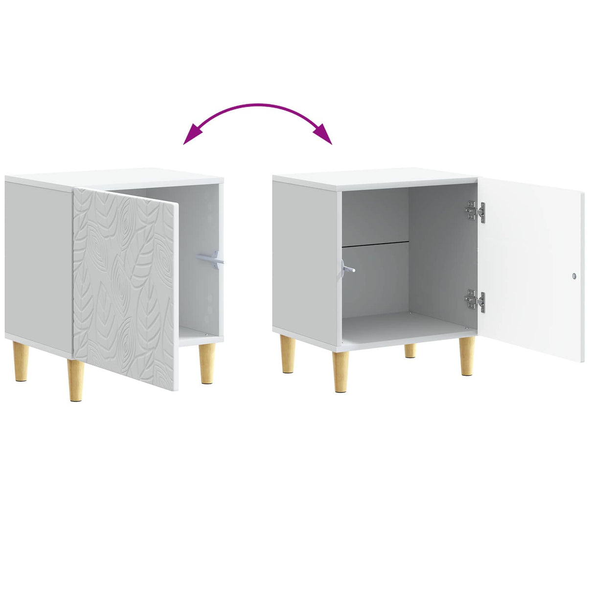 Bedside Table White 43 x 34.5 x 50 cm Engineered Wood