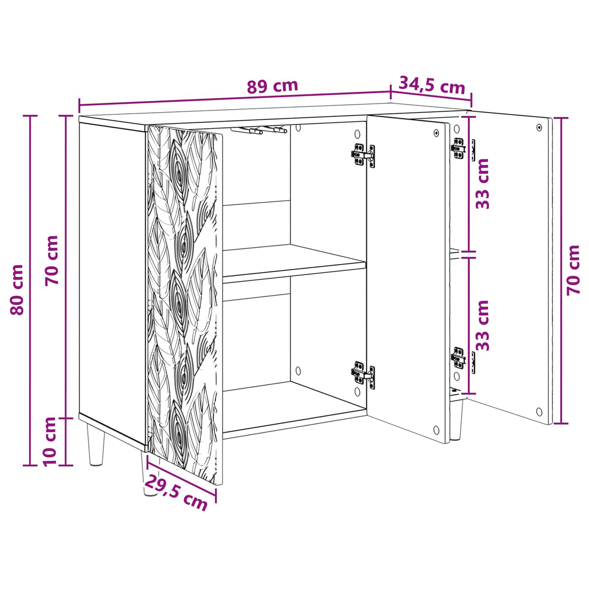 Sideboard White 89 x 34.5 x 80 cm Engineered Wood