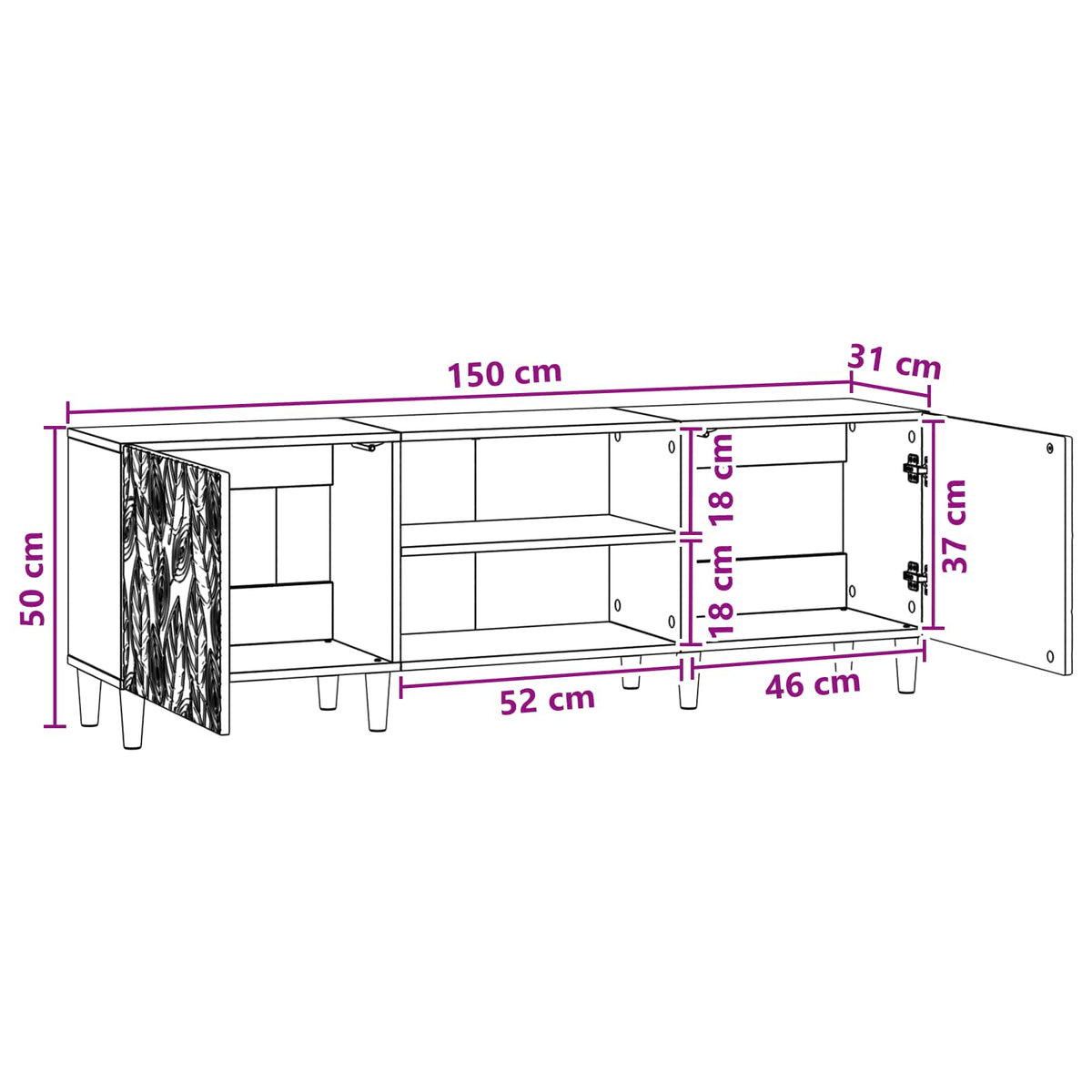 TV Cabinet 150 x 31 x 50 cm White Engineered Wood