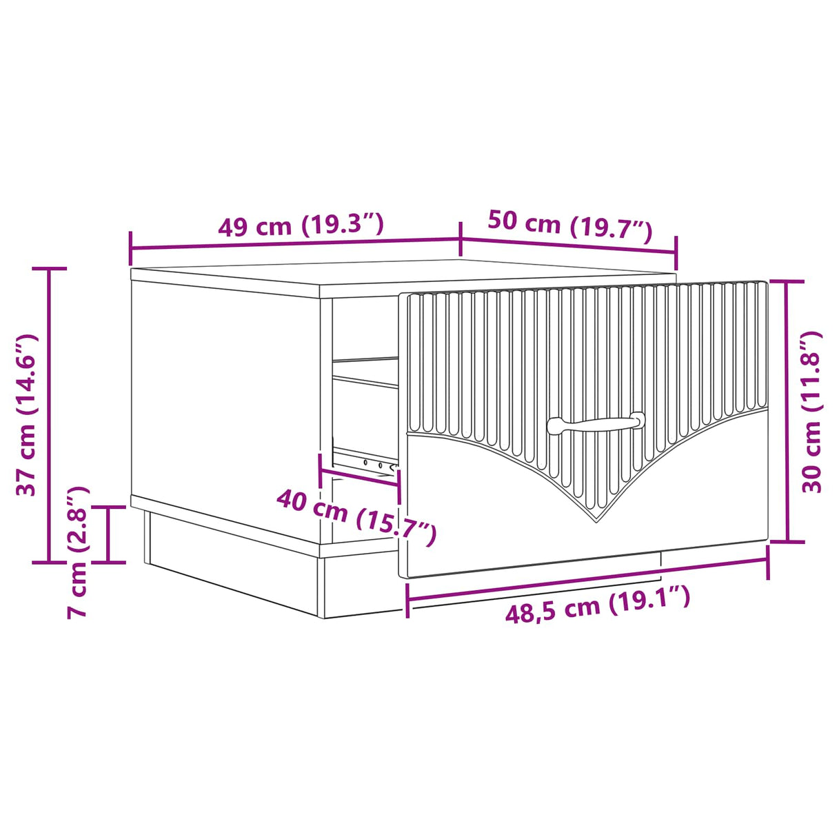 Coffee Table with Drawer White 49 x 50 x 37 cm Engineered Wood