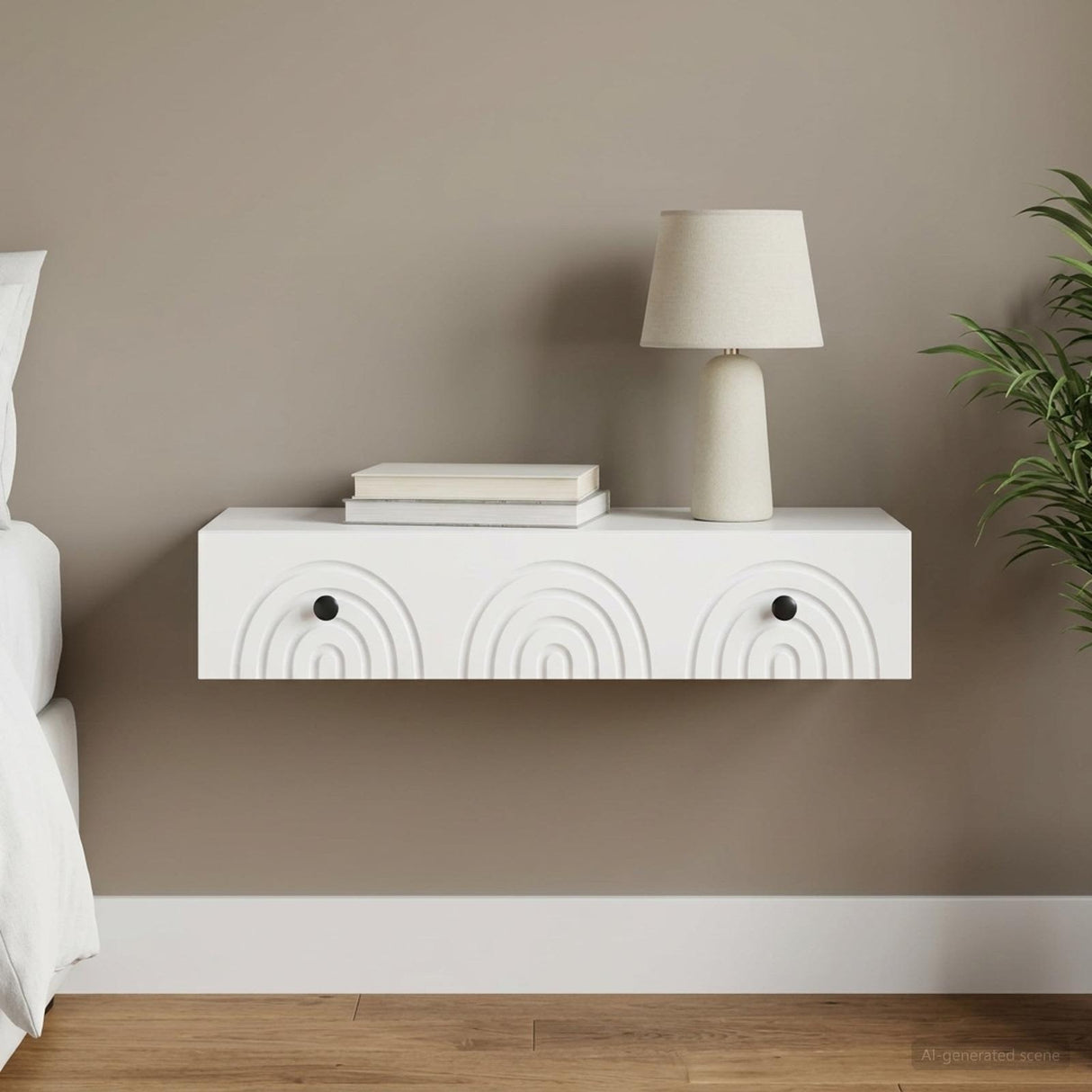Wall-Mounted Side Table Wall-mounted White 87.5 x 34.5 x 17 cm