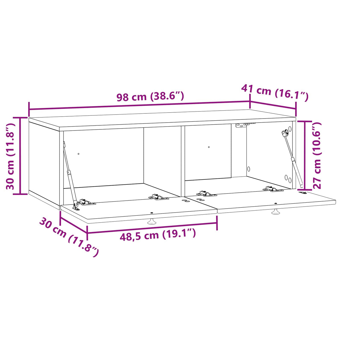 Wall-Mounted TV Cabinet 99 x 41 x 30 cm White Engineered Wood
