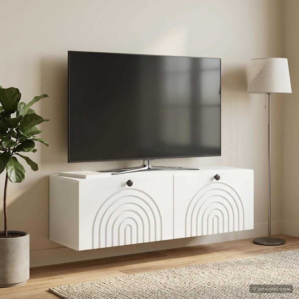 Wall-Mounted TV Cabinet White 98 x 31 x 30 cm Engineered Wood