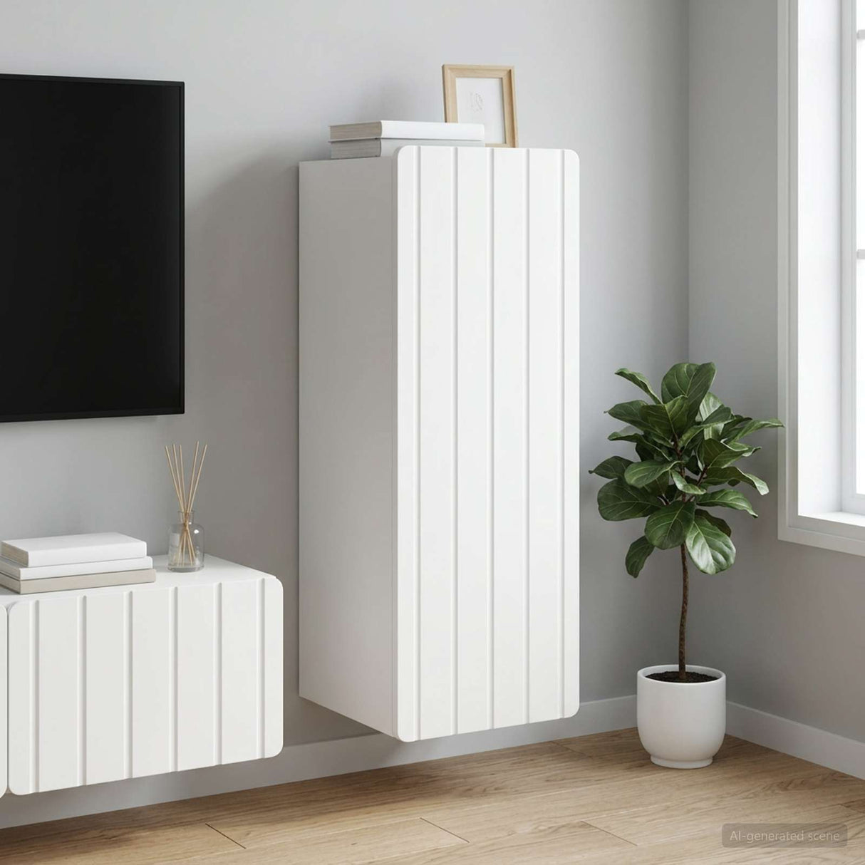 Wall-Mounted Cabinet White 33 x 34.5 x 94 cm Engineered Wood