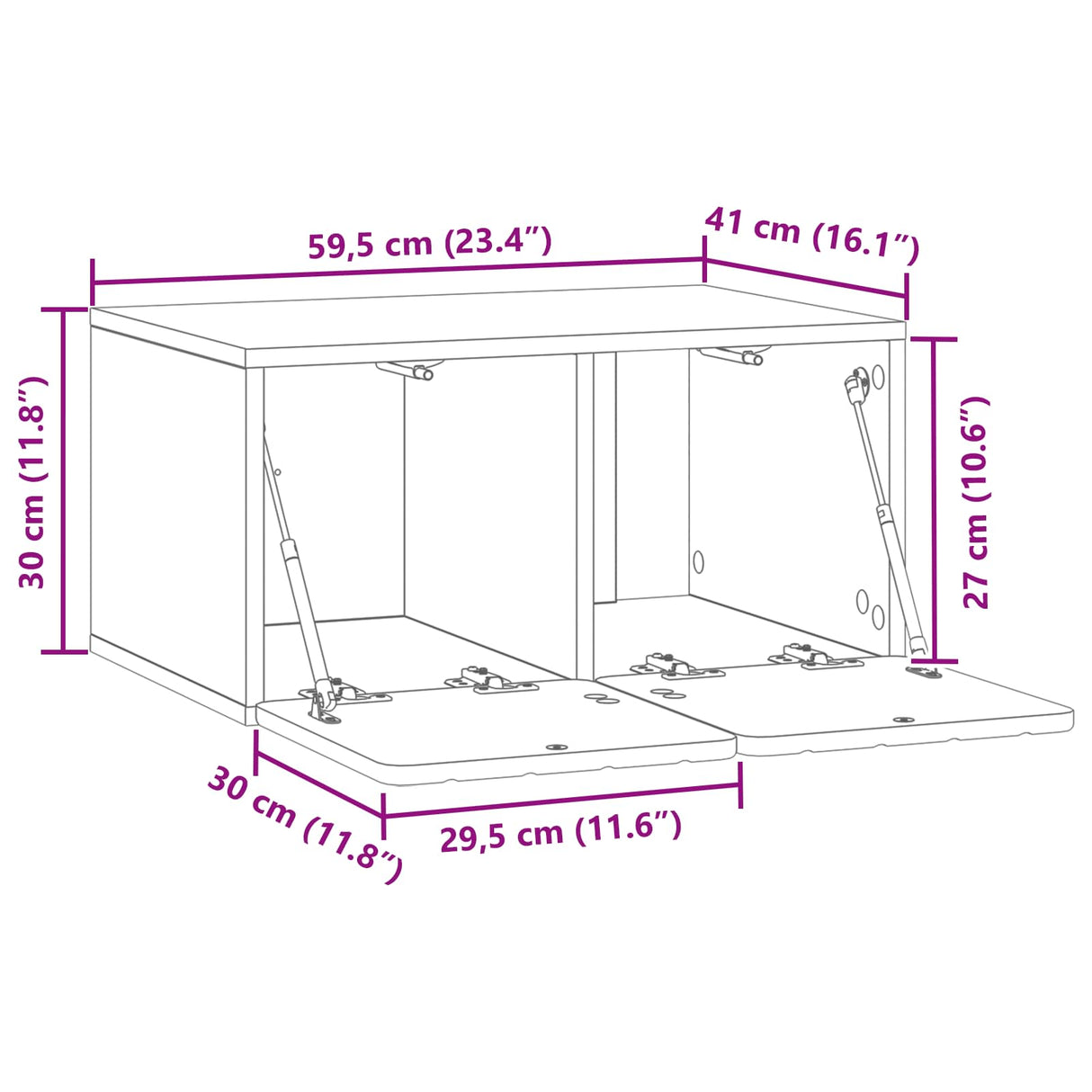 Wall-Mounted TV Cabinet 59.5 x 41 x 30 cm White Engineered Wood