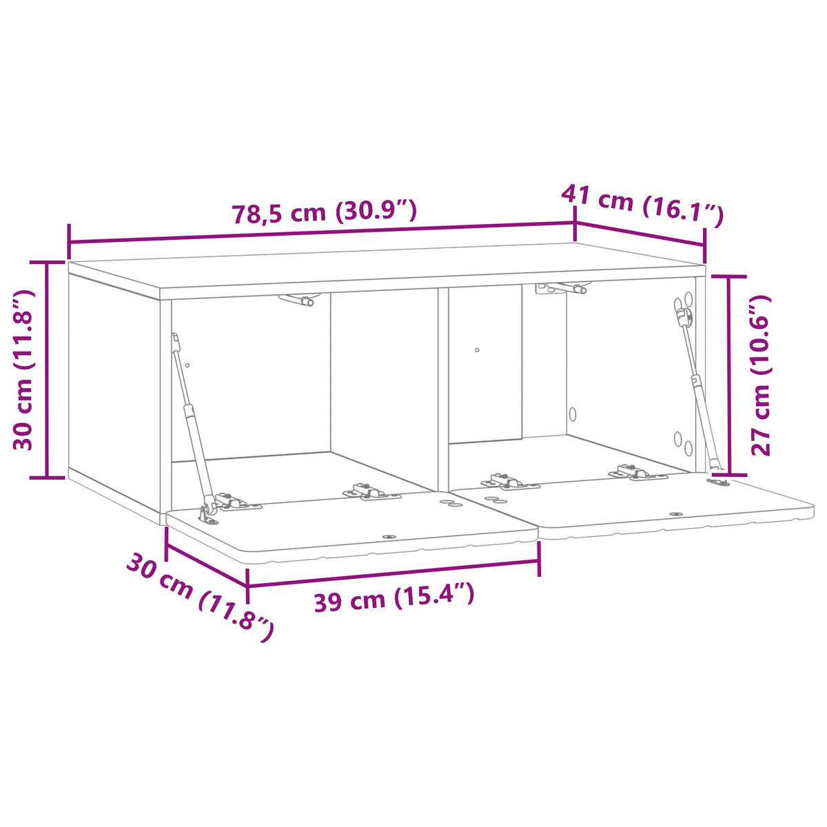Wall-Mounted TV Cabinet 78.5 x 41 x 30 cm White Engineered Wood