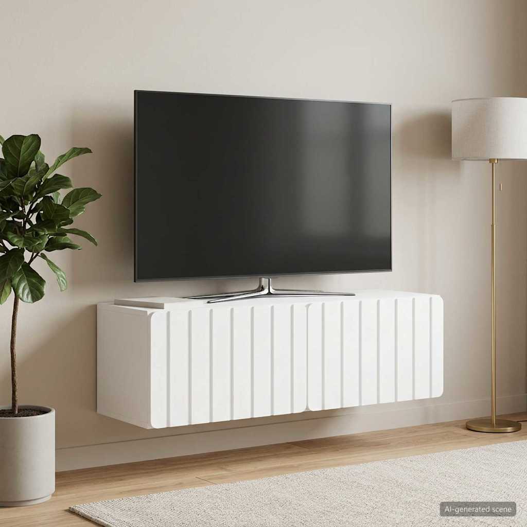 Wall-Mounted TV Cabinet 98 x 31 x 30 cm White Engineered Wood
