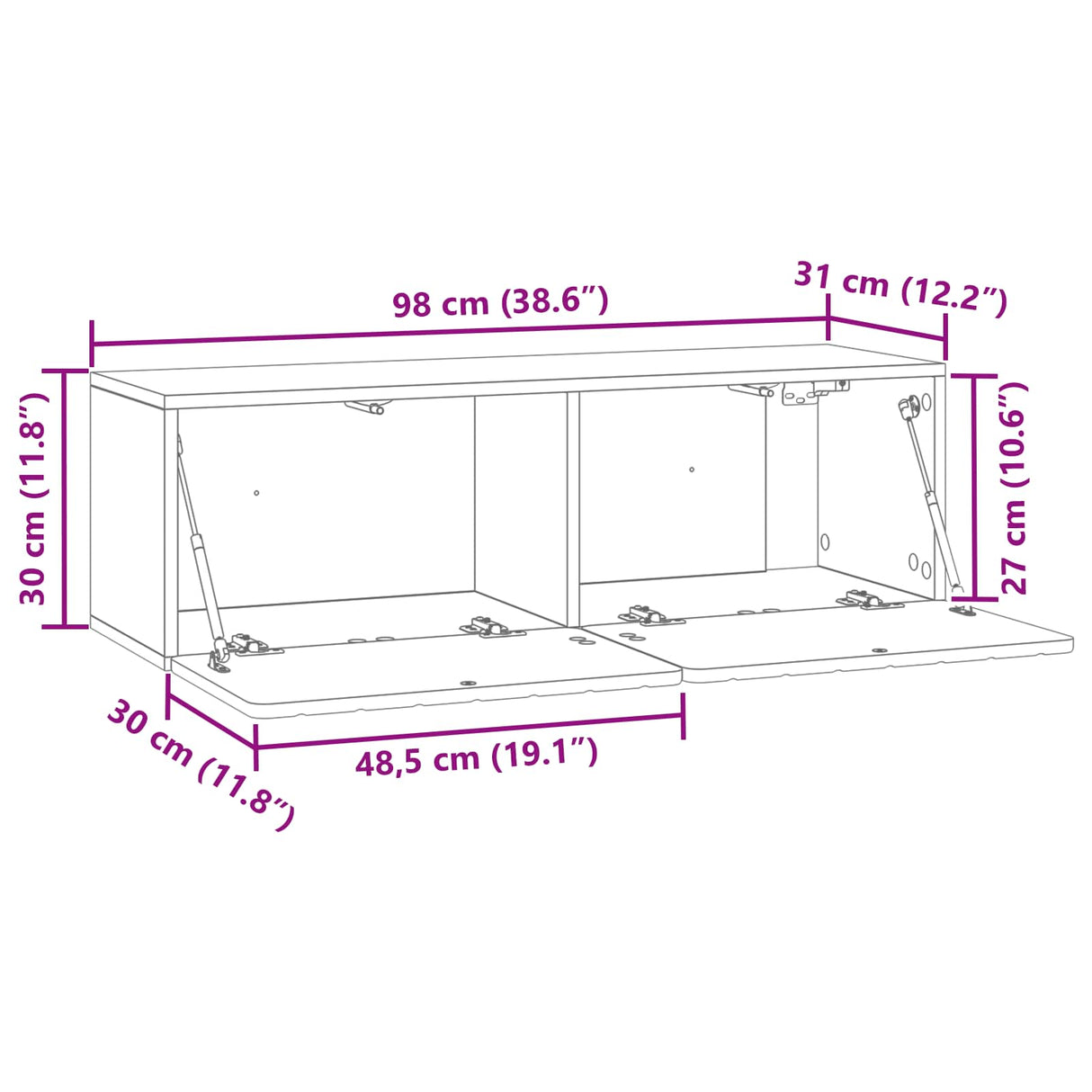 Wall-Mounted TV Cabinet 98 x 31 x 30 cm White Engineered Wood