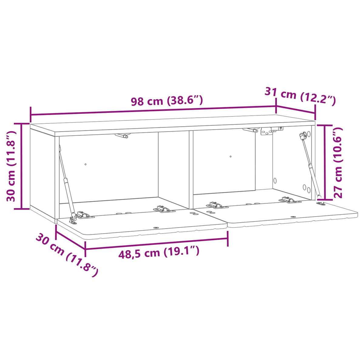 Wall-Mounted TV Cabinet 98 x 31 x 30 cm White Engineered Wood