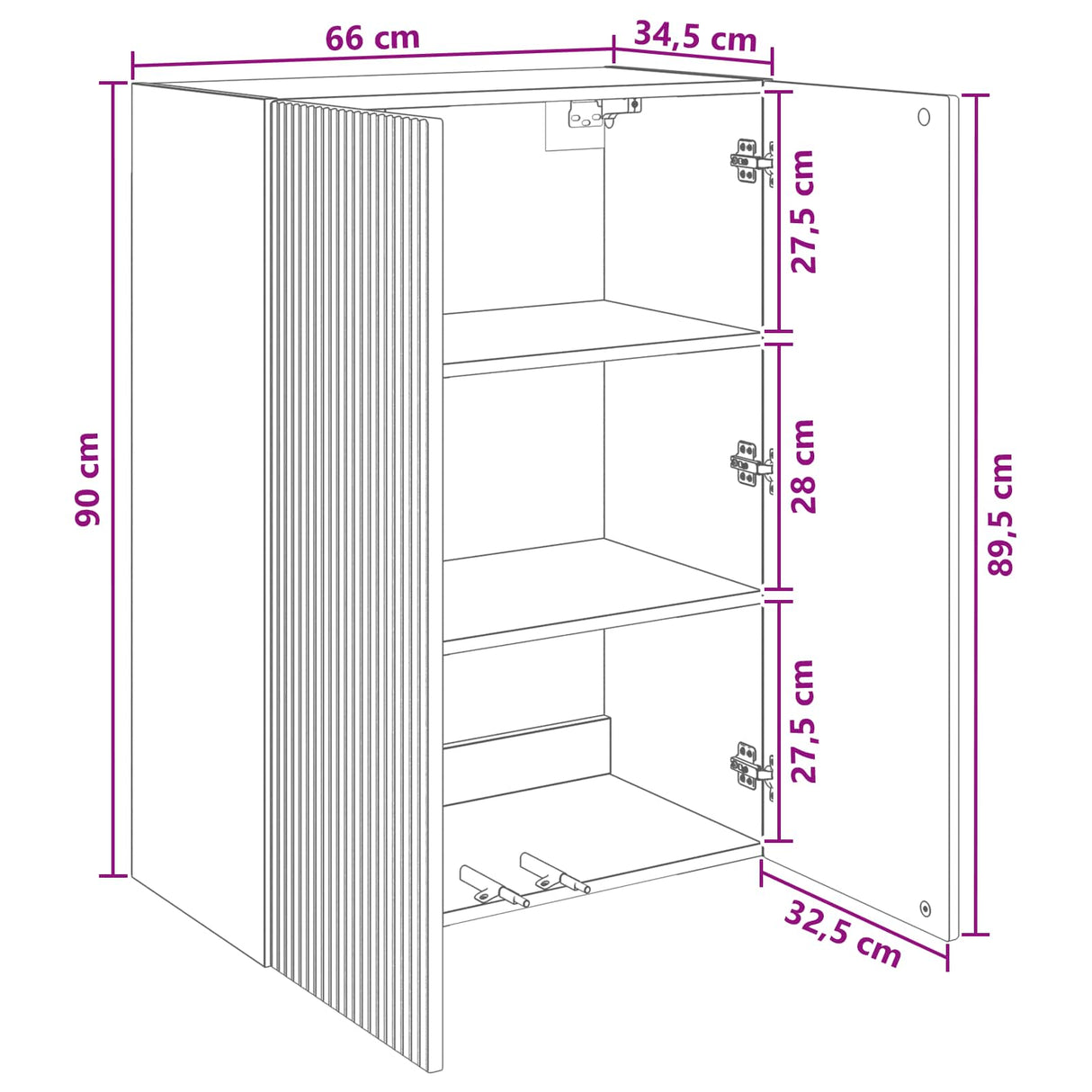 Wall-Mounted Cabinet 66 x 34.5 x 90 cm Engineered Wood White