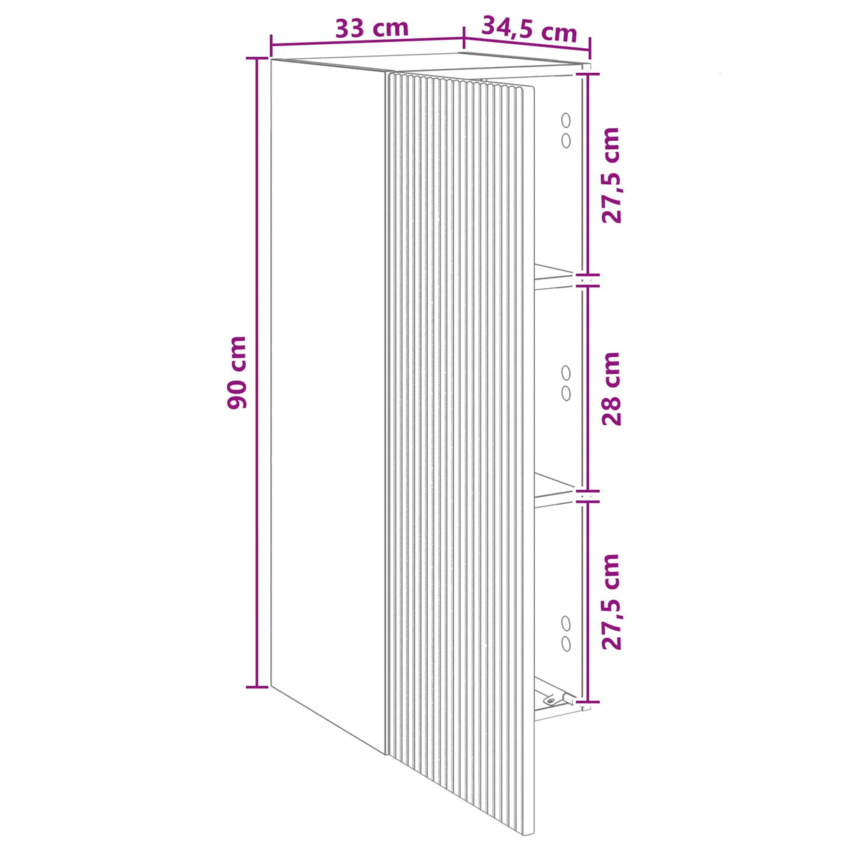 Wall-Mounted Cabinet 33 x 34.5 x 90 cm Engineered Wood White