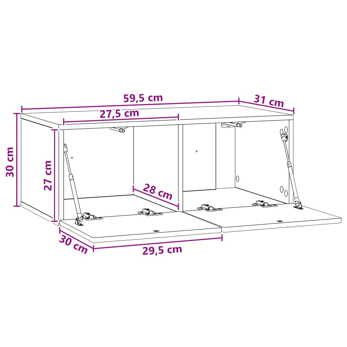 Wall-Mounted TV Cabinet 59.5 x 31 cm White Engineered Wood