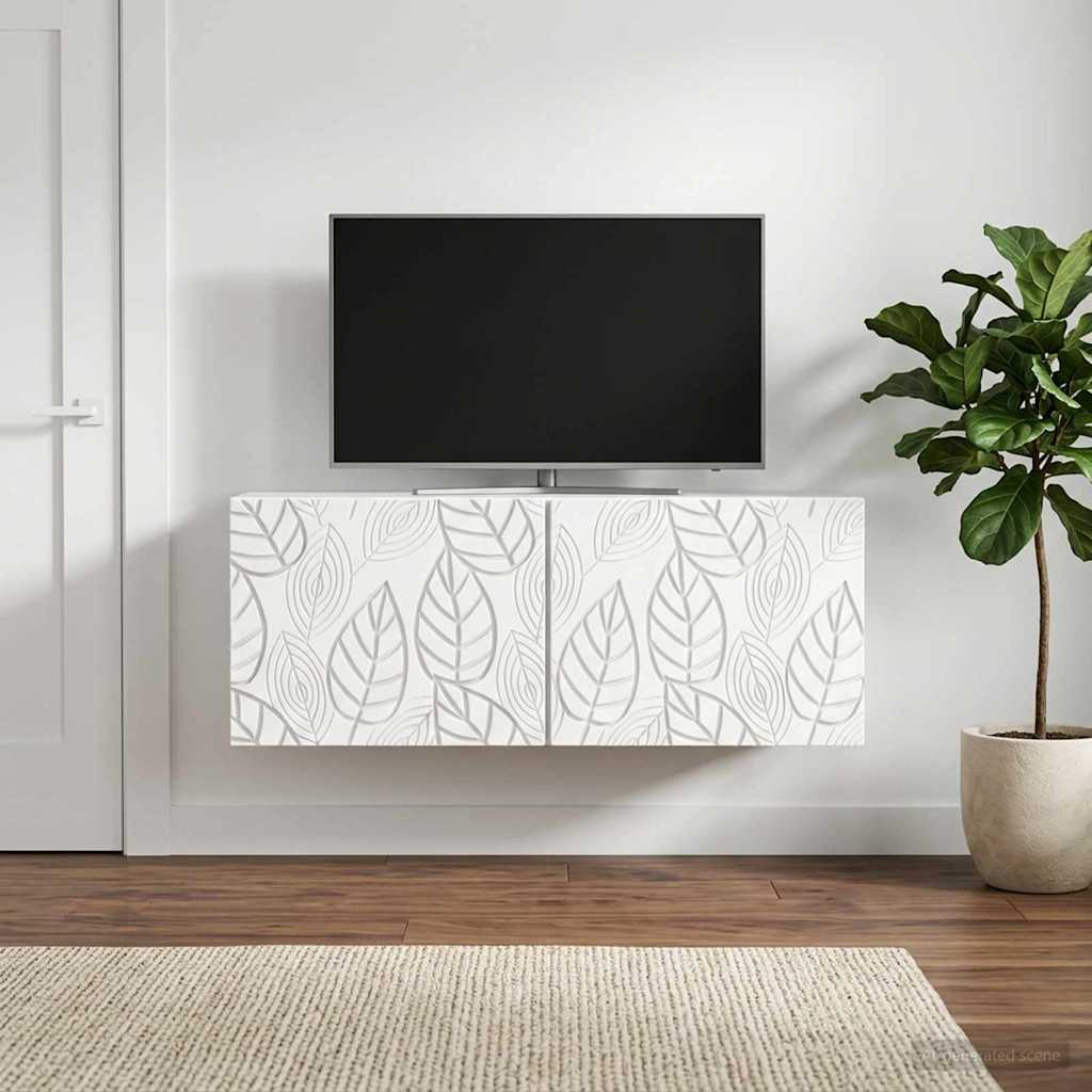 Wall-Mounted TV Cabinet 98 x 31 cm White Engineered Wood