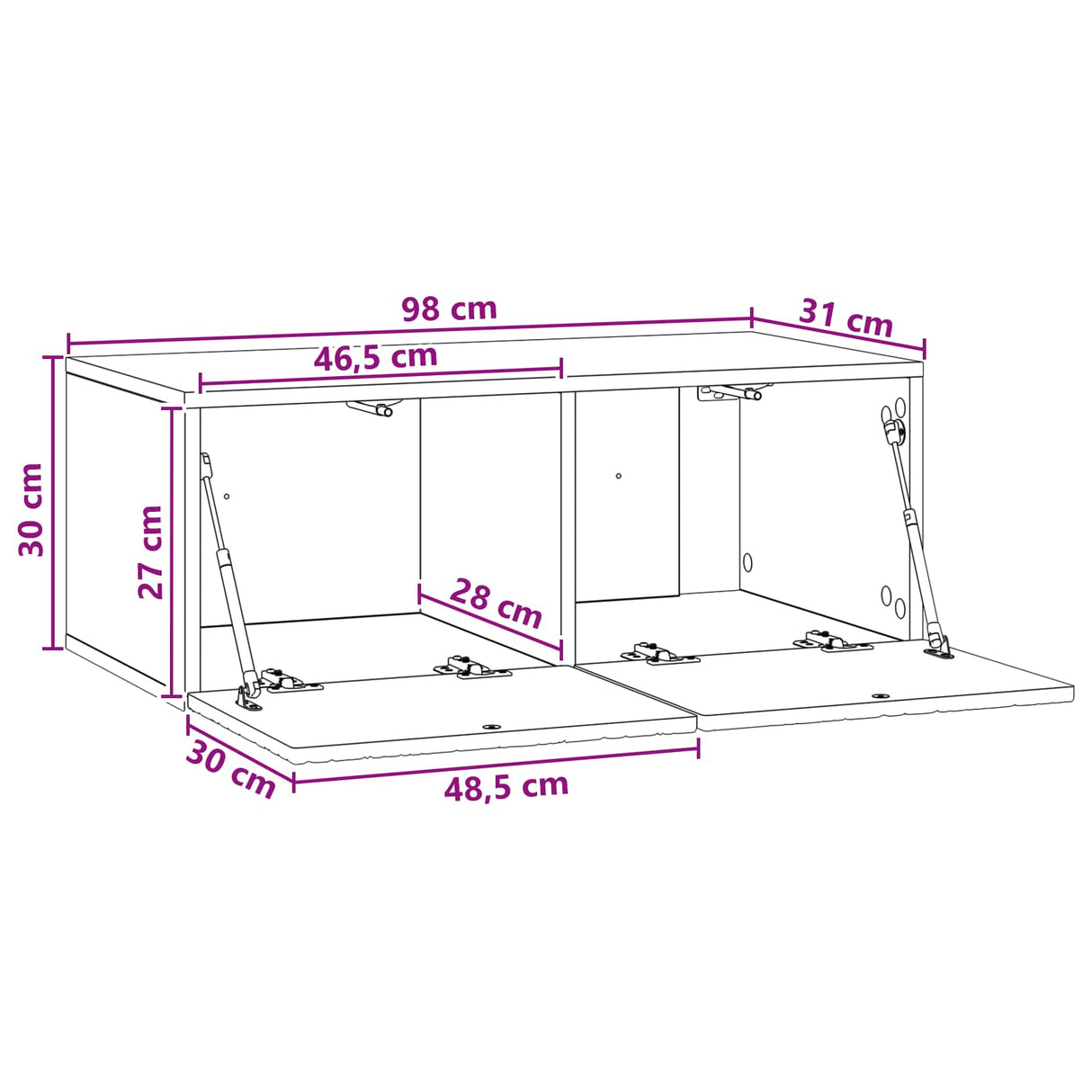 Wall-Mounted TV Cabinet 98 x 31 cm White Engineered Wood