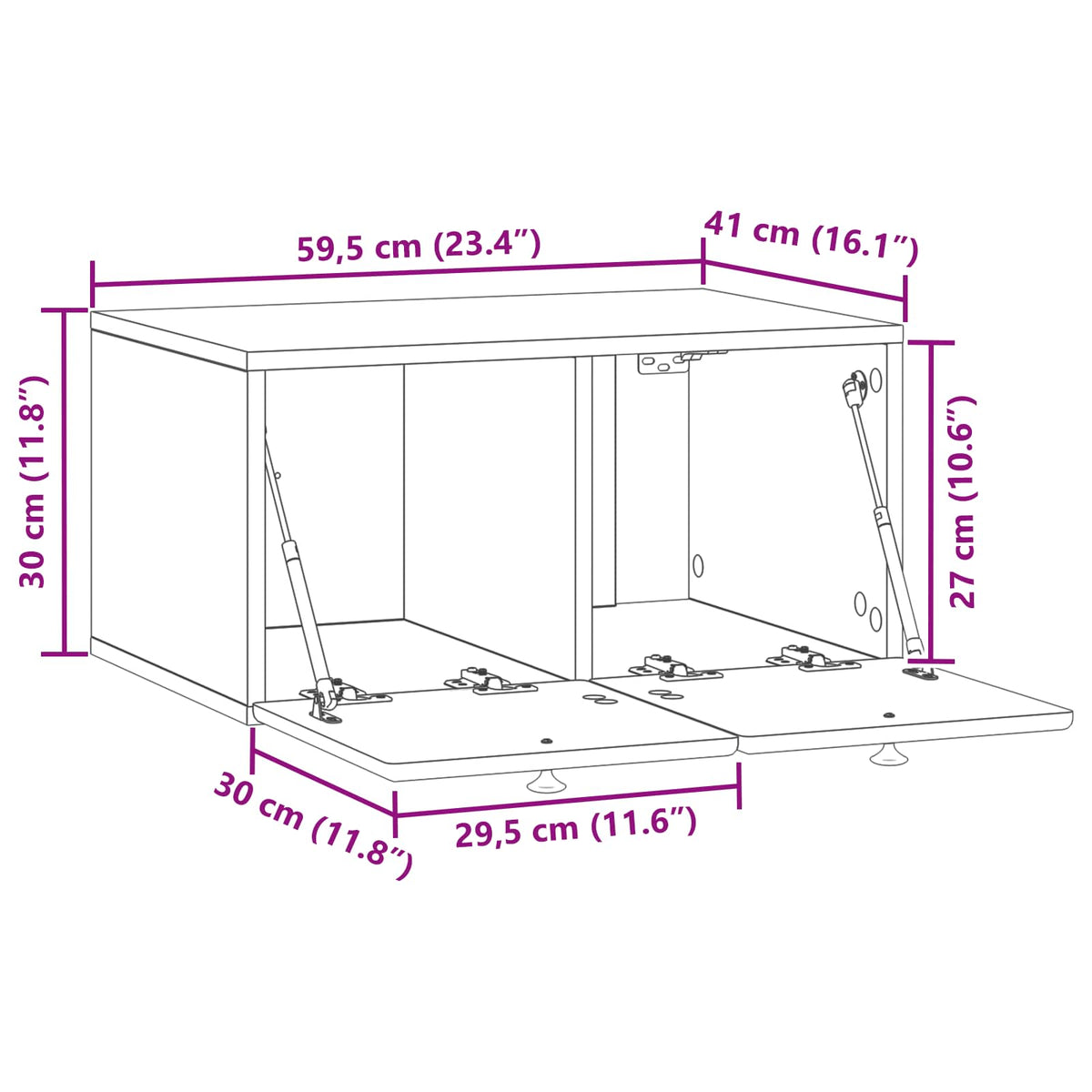 Wall-Mounted TV Cabinet 59.5 x 41 x 30 cm White Engineered Wood