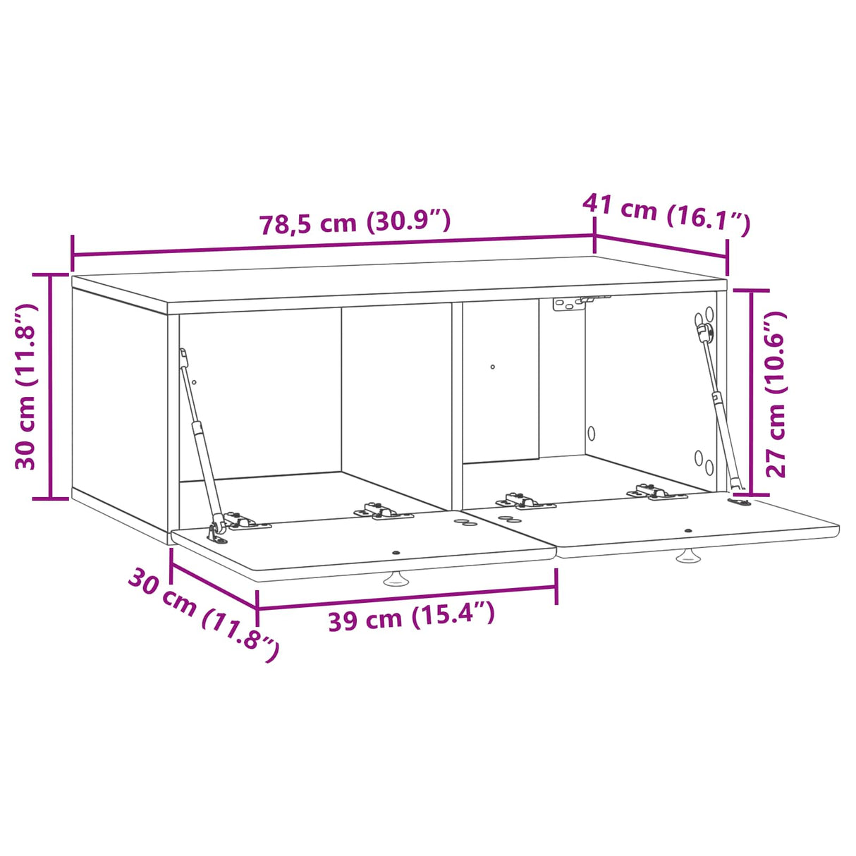 Wall-Mounted TV Cabinet 78.5 x 41 x 30 cm White Engineered Wood