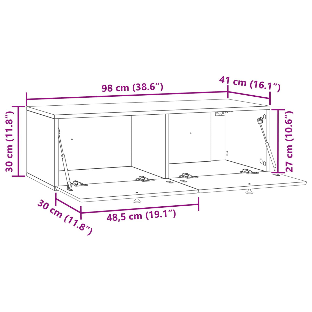 Wall-Mounted TV Cabinet 98 x 41 x 30 cm White Engineered Wood