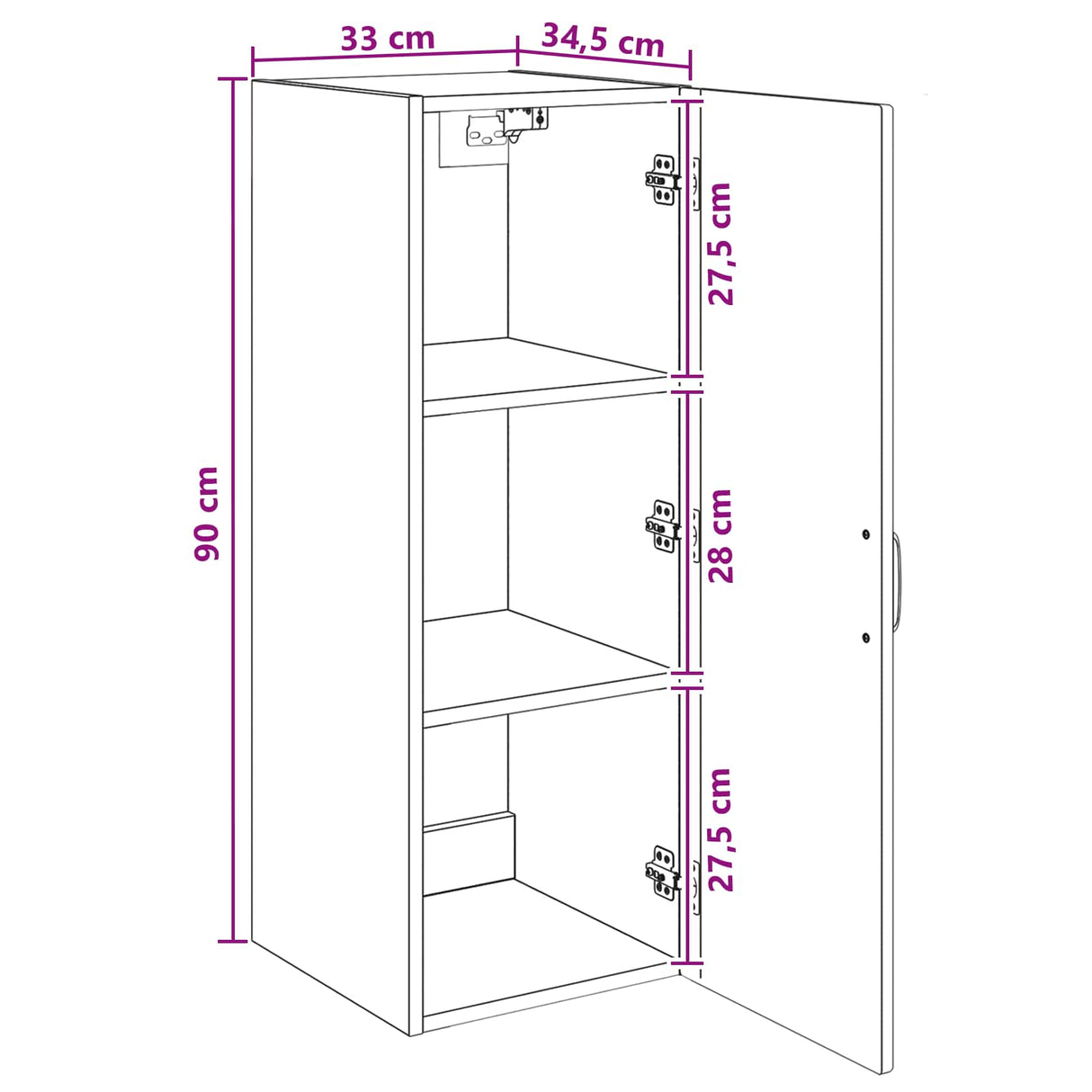 Wall-Mounted Cabinet White 33 x 34.5 x 90 cm Engineered Wood