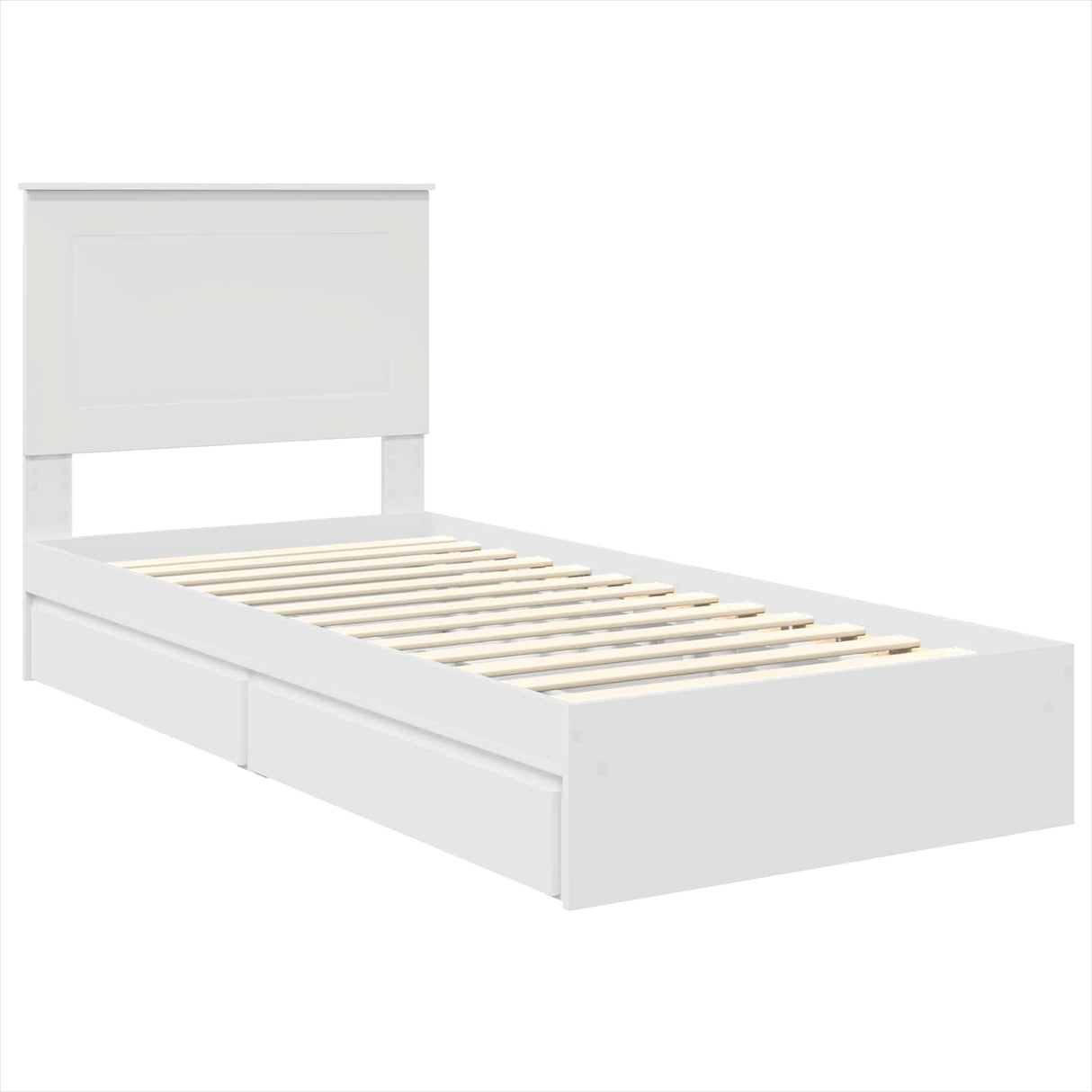 Storage Bed with Headboard White 90 x 190 cm Engineered Wood