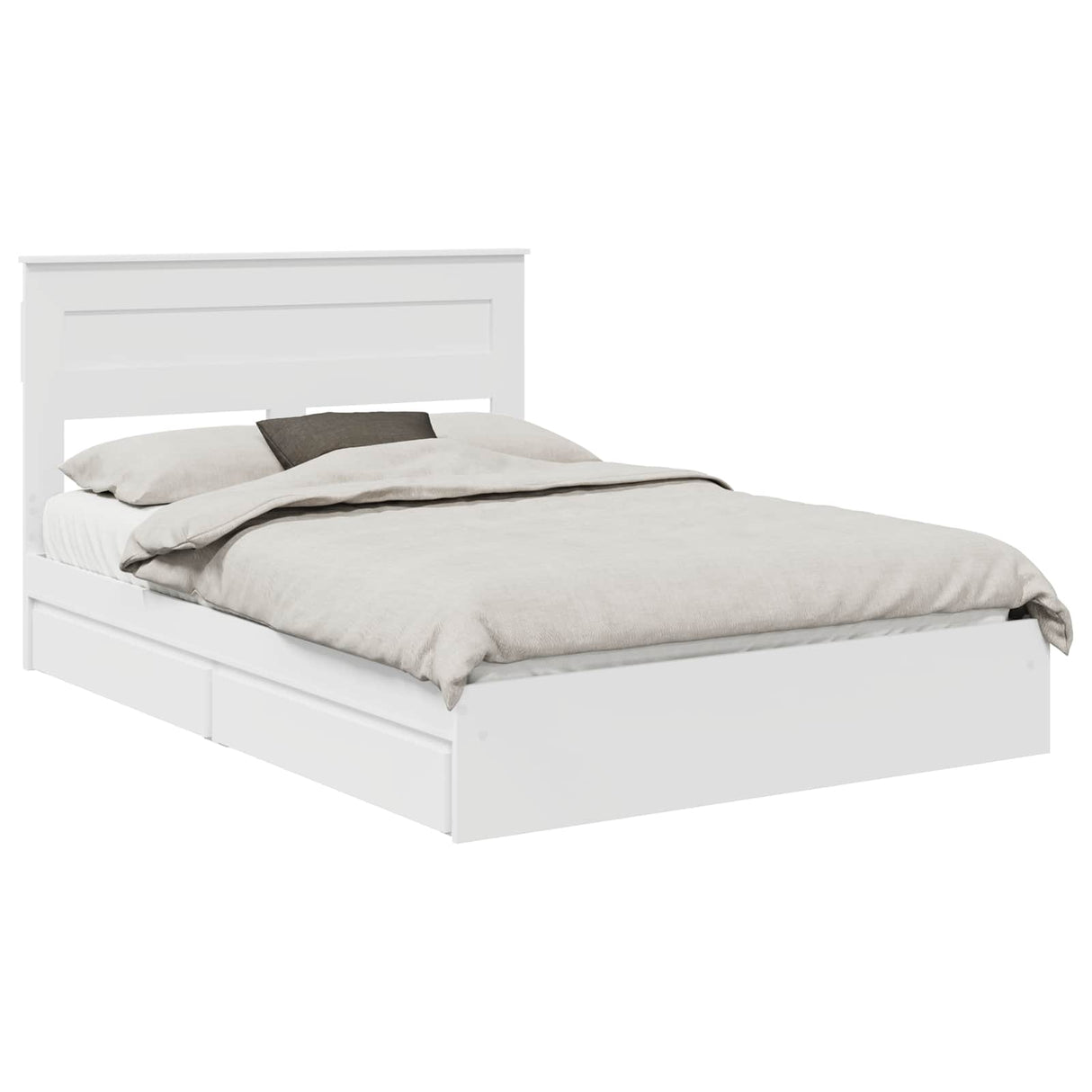 Storage Bed with Headboard White 150 x 200 cm Engineered Wood