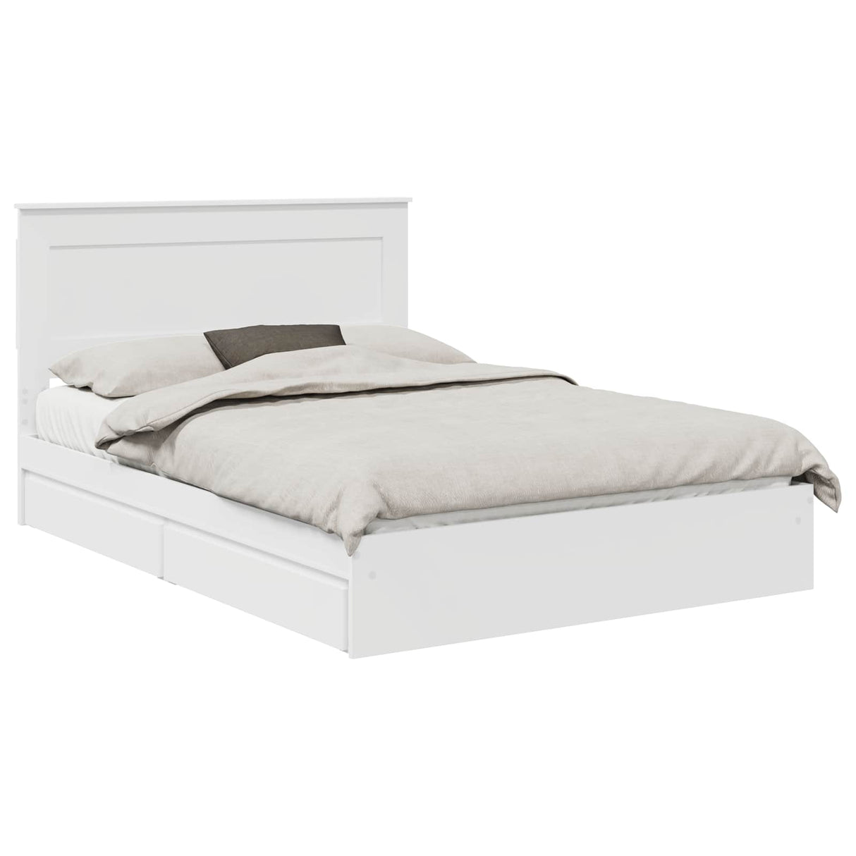 Storage Bed with Headboard White 150 x 200 cm Engineered Wood