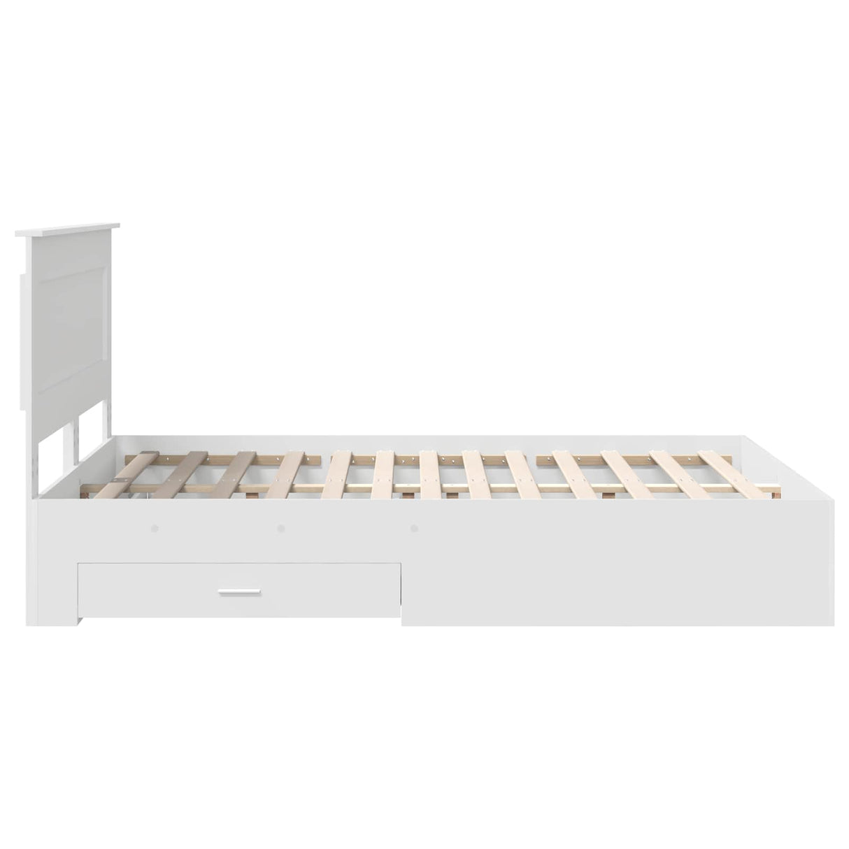 Bed Frame with Drawer White 150 x 200 cm Engineered Wood