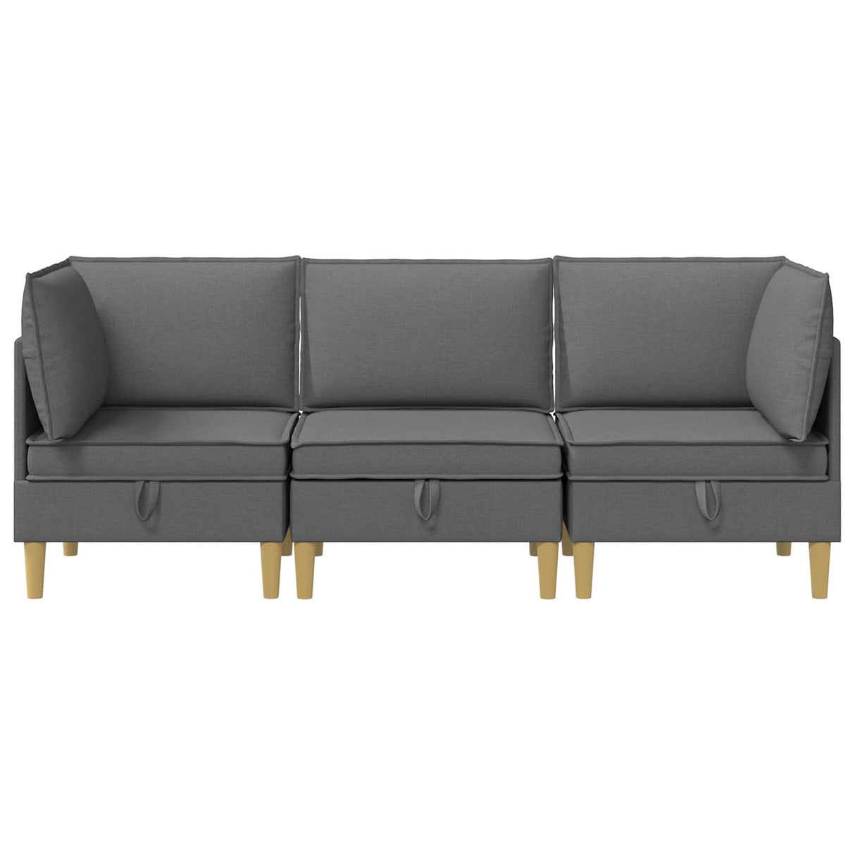 Modular Sofa Set with Storage 3 pcs Dark Grey Fabric