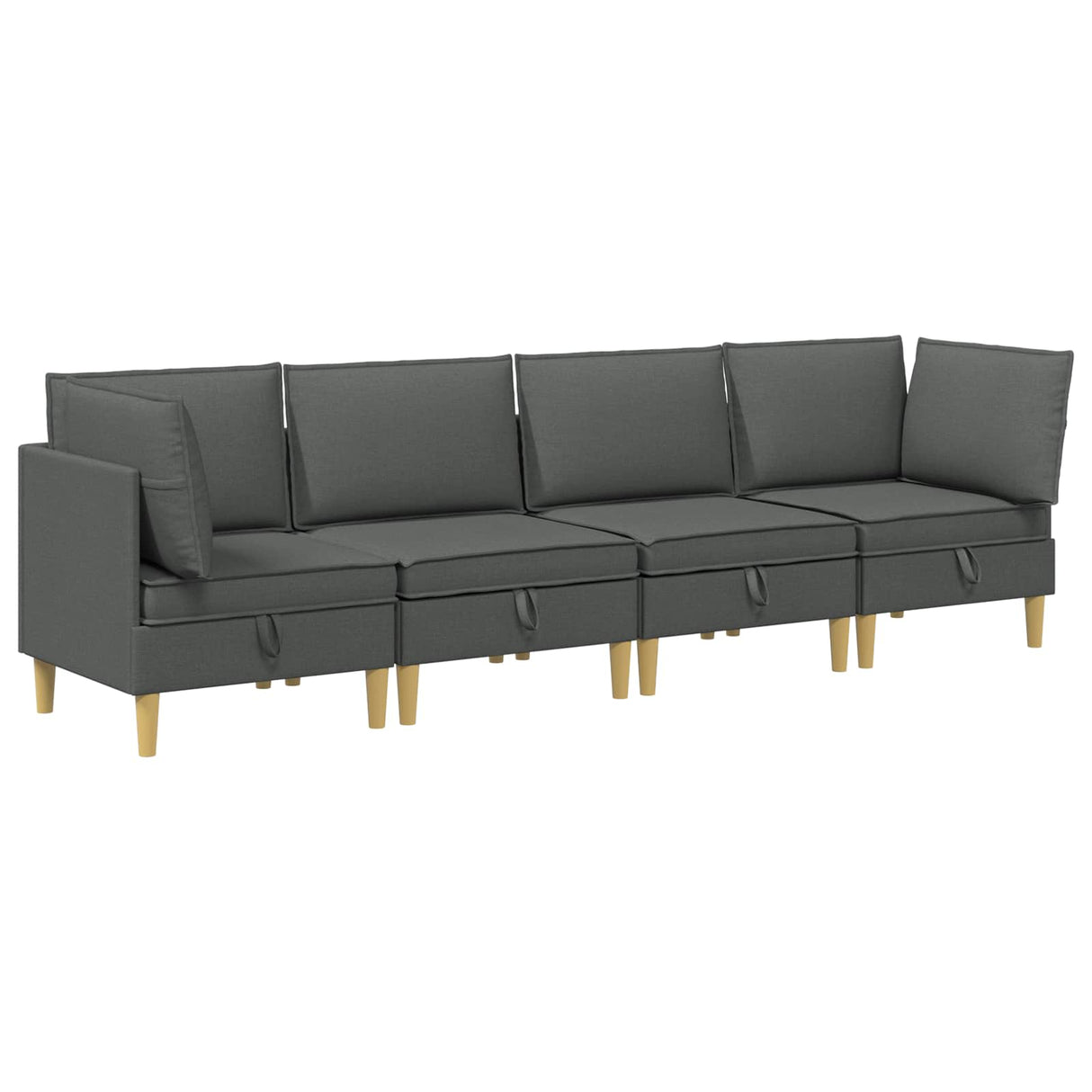 Modular Sofa Set with Storage 4 pcs Dark Grey Fabric