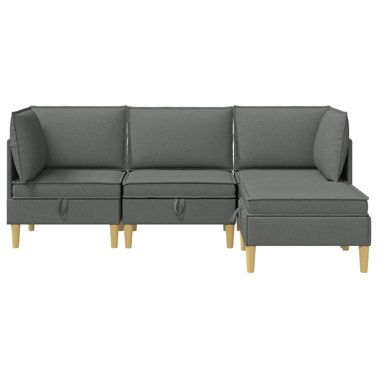 Modular Sofa Set with Storage 4 pcs Dark Grey Fabric