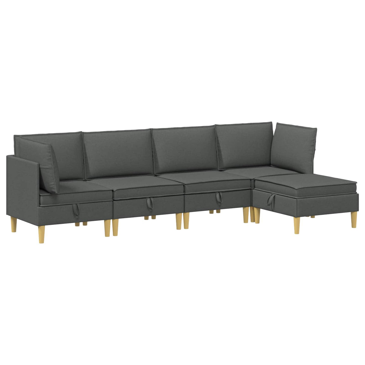 Modular Sofa Set with Storage 5 pcs Dark Grey Fabric